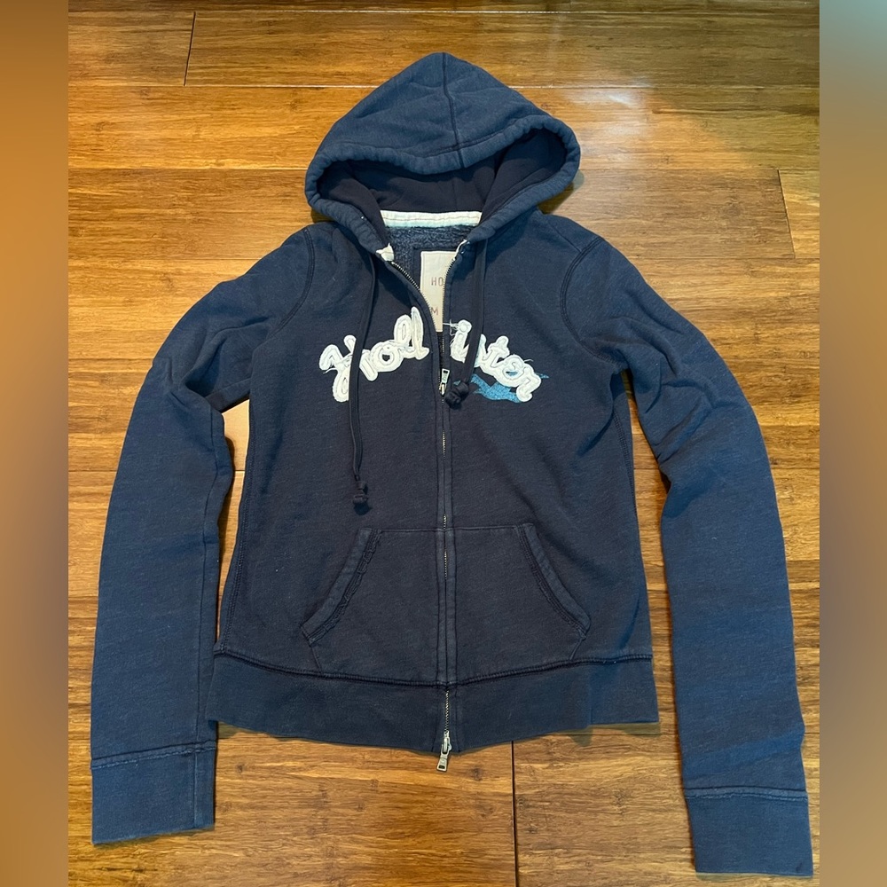 Women Navy Hollister Co Full Zip Hoodie Size M